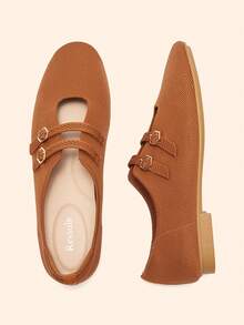 Ressula Women's Fashionable Comfortable Casual Flat Slip-On Shoes - Brown - View 3