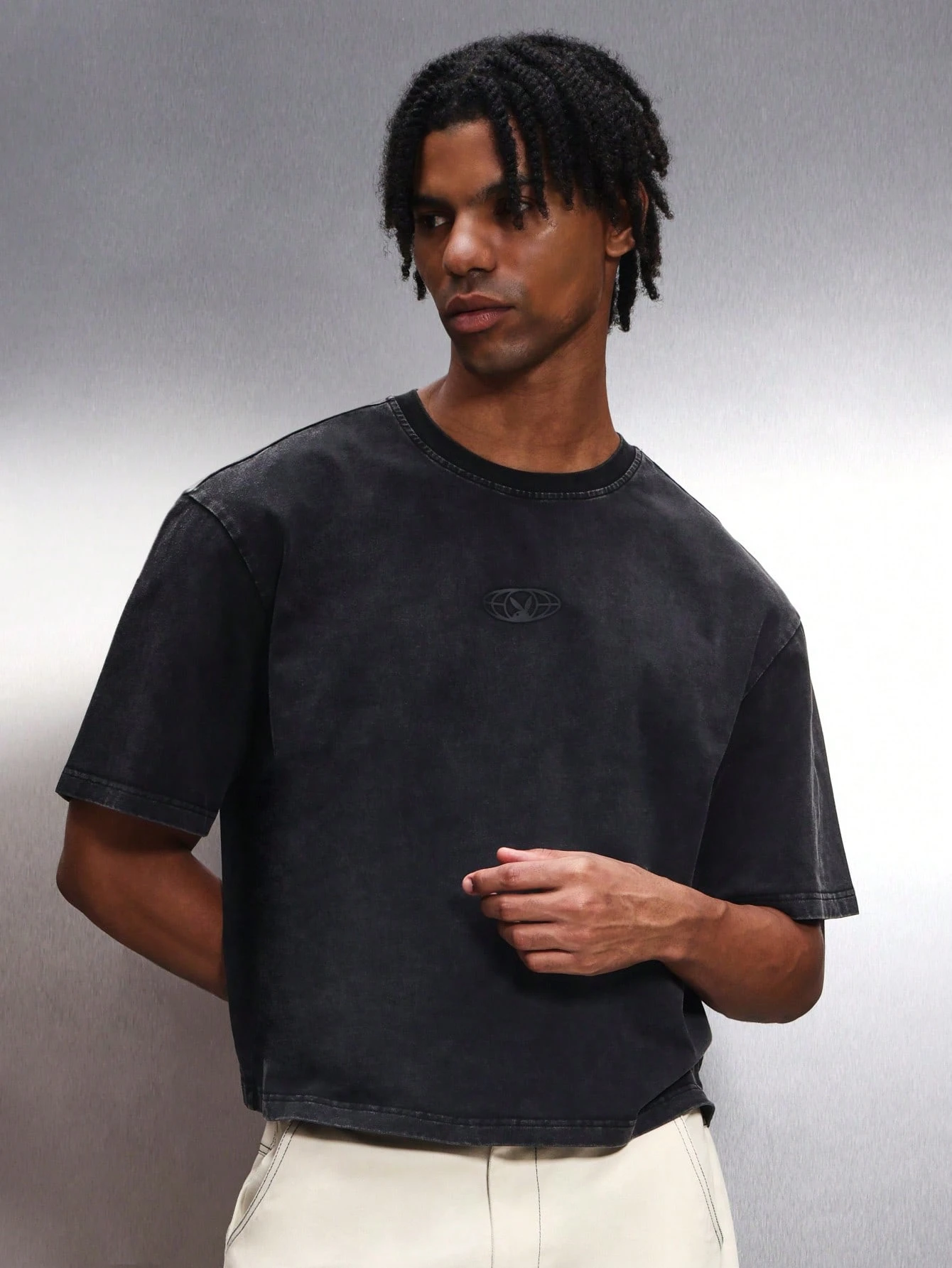 PLAYBOY X SUMWON Verwaschenenes, oversized Grafik T-Shirt mit Hase Logo Muster, Kurzarm Rundhals Casual Streetwear Oberteil