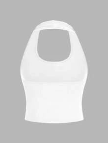 SHEIN EZwear Bộ 4 áo tank top ngắn cổ tròn ôm sát, kiểu dáng tối giản, thích hợp cho nữ mùa hè. - Nhiều màu - Xem 11