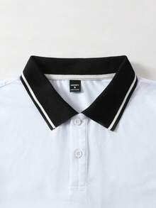 Manfinity Homme Ensemble de polo à manches courtes pour hommes, convient pour le port décontracté à la maison ou à l'extérieur - Noir et Blanc - Voir 6