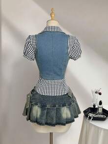 Elamini Women's Casual Washed Sleeveless Cropped Denim Top - Light Wash - View 2