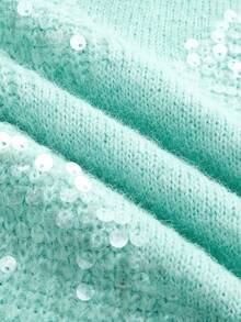 lacRébo Mint Jumper With Sparkling Decoration, Diamond Glitters, Crew Relax Shape New Year Party - Green - View 12