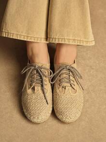 Rosivie Zapatos planos casuales con cordones y transpirables para mujer - Albaricoque - Ver 11