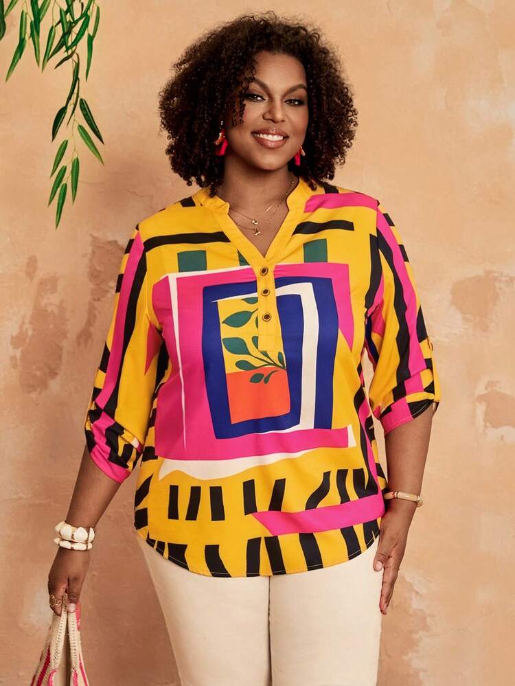 Plus Size Women V-Neck Contrast Color Casual Versatile Daily Wear Shirt,Spring Outfit Women Plus Size Work Tops Plus Size Summer Shirts Shirts For Women Plus Size Work Tops For Women Plus Curve Blouse Plus Size Shirts For Women Shirts For Women Curve Plus Size Tunic Blouse Plus Size Printed Tops,Holiday Outfits For Women,Country Outfits For Women Women Plus Size Tops Women's Tops And Blouses Blouse For Women Casual Modern Women's Shirts For Summer Polo Blouse For Women Shirts For Women Graphic Spring Shirts For Plus Size Polo Blouse For Women Plus Size