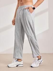 Driftmere Men's Drawstring Straight Leg Sweatpants, Soft & Comfortable With Pockets, Suitable For Daily Life, Work, Travel, Running, Casual And Outdoor Activities,Breathable/Comfortable/Loose,For Daily Casual,Sports,Jogging,Vacation Multiple Occasion - Grey - View 1