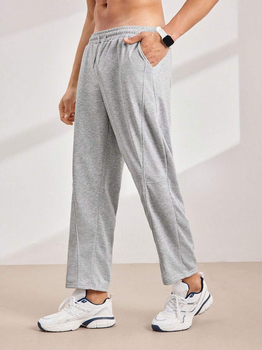 Driftmere Men's Drawstring Straight Leg Sweatpants, Soft & Comfortable With Pockets, Suitable For Daily Life, Work, Travel, Running, Casual And Outdoor Activities,Breathable/Comfortable/Loose,For Daily Casual,Sports,Jogging,Vacation Multiple Occasion - Grey - View 1