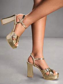 CUCCOO SZL Giày sandal cao gót nữ gợi cảm, đơn giản và thanh lịch, phù hợp cho hộp đêm, công sở và đi làm. - Màu sâm panh nhạt - Xem 6