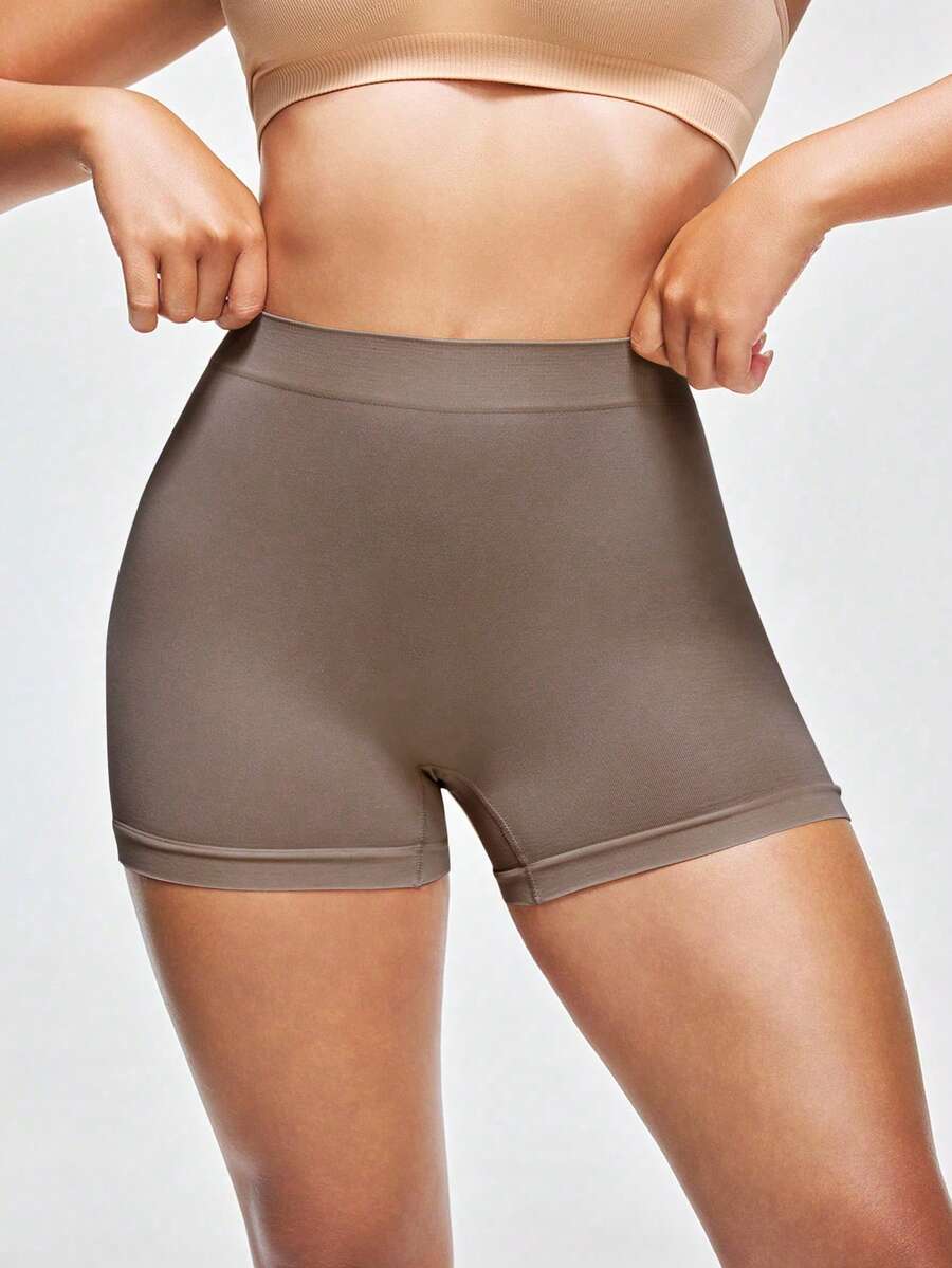 SHAPORA Quần short bảo hộ liền mạch, màu trơn tối giản, chất lượng cao, giá cả phải chăng, bán chạy năm 2026 dành cho nữ, 1 chiếc. - Cà phê nâu - Xem 1