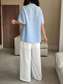 DAZY Bộ đồ ngủ nữ dáng rộng thoải mái, thích hợp cho mùa hè. - Màu xanh lam - Xem 2