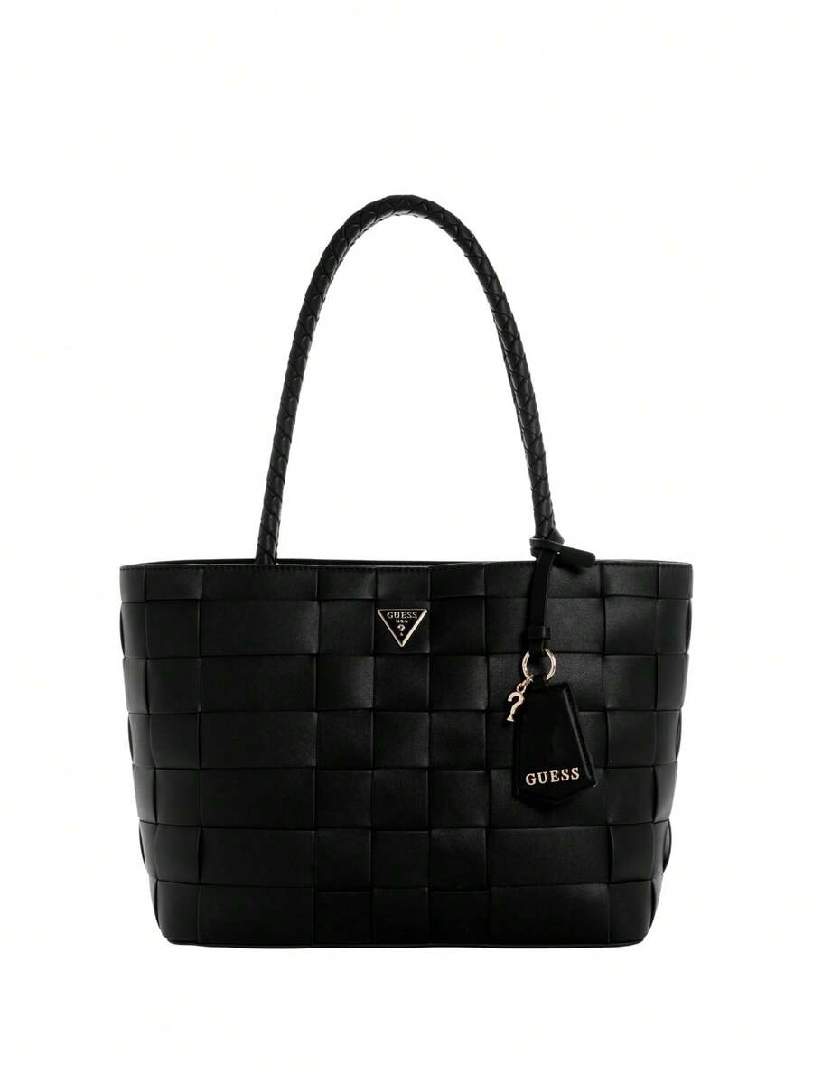 Guess Maylee Woven Girlfriend Women's Tote Black - Black - View 1