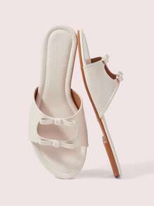 CUCCOO DOLLMOD Ladies Apricot Comfortable Flat Sandals, Sweet Style Bow-Soled Sandals Spring Shoes - Apricot - View 2