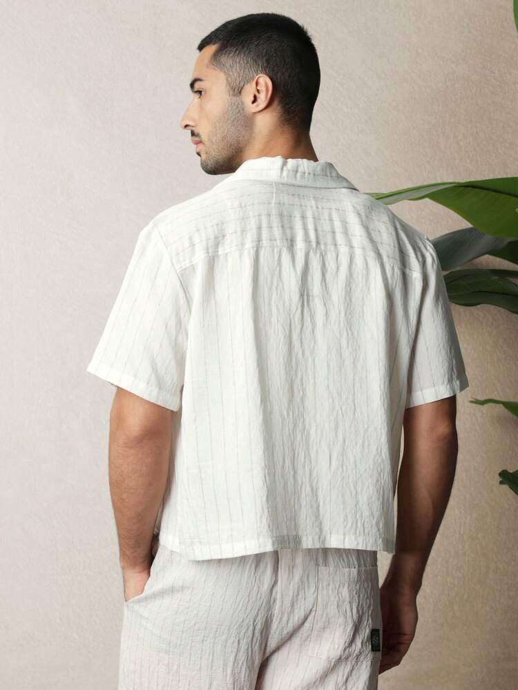 Linen Feel Button Down Short Sleeve Shirt