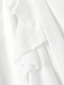 SHEIN MOD 杏色荷叶边灯笼袖女士长款连衣裙，秋季女装 - 白色 - 查看 6