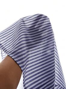 Core Aspect Cămașă bărbătească cu dungi, casual, business, mânecă lungă, cămașă cu guler albastru, cămașă de costum formal, cămașă albă bărbătească, versatilă pentru purtare zilnică, cămașă bărbătească albastră și albă, cămașă business casual de vară, cămașă cu dungi bărbătească, smart casual, cămașă bărbătească din amestec de in, cu dungi albastre și albe, cămașă casual cu dungi, top vintage slim fit pentru ieșiri zilnice/ Cămașă bărbătească cu dungi albastre și albe, ținută streetwear supradimensionată cu mânecă lungă pentru escapade de weekend - Albastru - Vizualizare 10