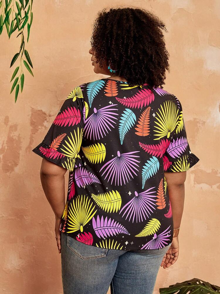 Plus Size Women Casual Vacation Floral Print Shirt Plus Size Tops For Women Women Plus Size Summer Tops Plus Size Spring Tops Plus Size Tshirts Women's Tops Plus Size Tops Summer Plus Size Women Clothes Summer Plus Size Blouse Linhara Plus Size Tops