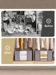 6 /3/1oc Clothes Storage, Foldable Storage And Organization, Storage Bins With Lids, Blanket Storage With Clear Window, Closet Storage With Reinforced Handles For Clothing, Bedding, Light Gray - Grey - View 7