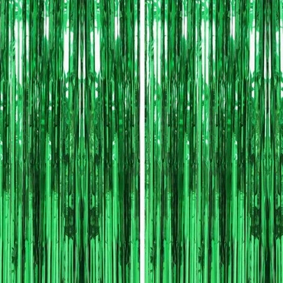 1/2/4件装绿色金属丝帘，派对装饰背景，毕业典礼装饰，流苏，生日，婚礼，单身女性周年纪念，成人雨丝帘，生日派对墙面装饰，流苏闪亮铝箔墙帘