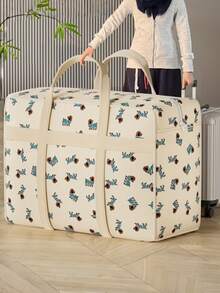 Dog Print Waterproof Storage Bag Extra Large Capacity Durable Non Woven Fabric Foldable Design Moving Supplies Clothes Quilt Blanket Organizer Dust Proof Portable Carry Handles - Multicolor - View 5