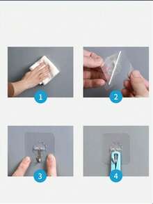 Bộ 30/10 móc dán không dấu vết, chịu lực tốt, dùng để treo kệ lên tường, trong suốt, chống thấm nước, chống gỉ, thích hợp cho nhà bếp, phòng tắm, phòng khách mà không làm hư hại tường. - trong suốt - Xem 9