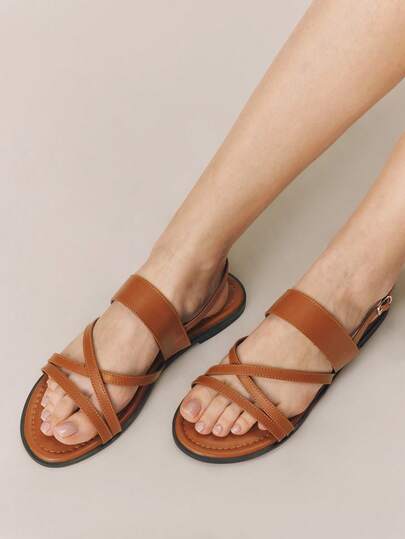 Styleloop Women's Flat Sandals, Roman Sandals, Bohemian Criss-Cross Strap Travel Shoes, Summer Outdoor, Beach, Casual, Vacation Outfit, Vacation Outfits Travel Essentials