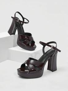 CUCCOO SZL Giày sandal cao gót nữ gợi cảm, đơn giản và thanh lịch, phù hợp cho hộp đêm, công sở và đi làm. - Cà phê nâu - Xem 2