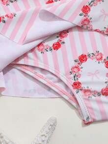 1 bộ áo tắm liền thân dệt kim in hoa cho bé gái, co giãn, nhanh khô, thoải mái, thích hợp cho hồ bơi, bãi biển, lướt sóng, kỳ nghỉ, du lịch mùa hè. - Hồng - Xem 6