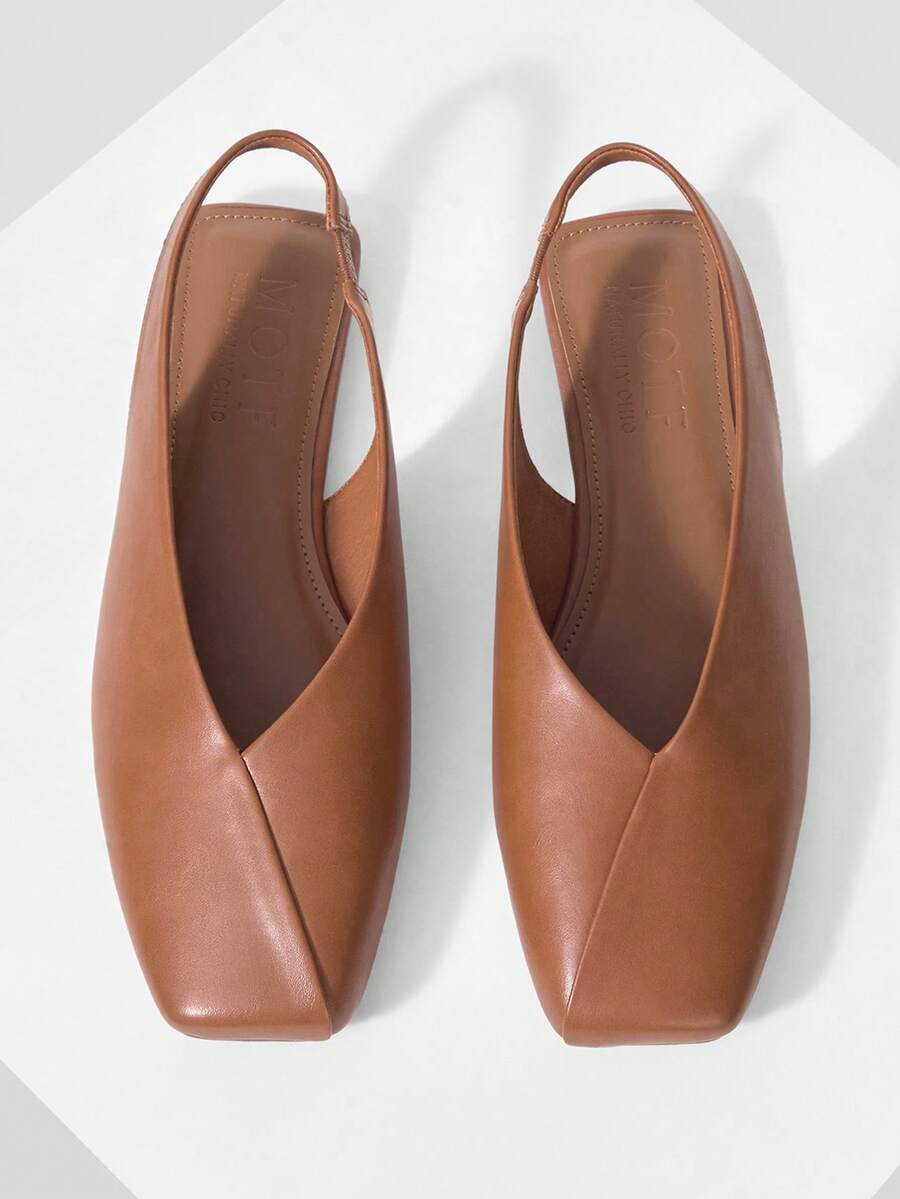MOTF WOMEN PU LEATHER SLINGBACKS FLATS VALENTINE'S DAY SPRING SHOES - Brown - View 1