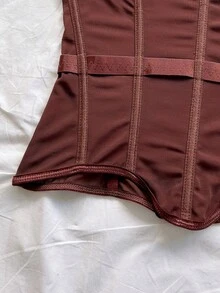 Soleia Sexy Retro V-Neck Asymmetrical Hem Fitted Women's Camisole, Suitable For Palace, Nightclub, Bohemian, Boho, Vacation, Vintage, Holiday - Brown - View 6
