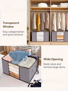 6 /3/1oc Clothes Storage, Foldable Storage And Organization, Storage Bins With Lids, Blanket Storage With Clear Window, Closet Storage With Reinforced Handles For Clothing, Bedding, Light Gray - Grey - View 5