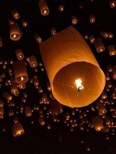 10pcs Flame Resistant Sky Lanterns - Starry Sky Lanterns Suitable For Festivals, Weddings And Outdoor Celebrations