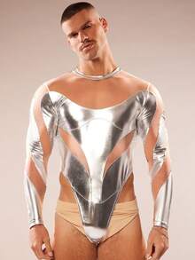 FeverCity Men's Sexy Hollow-Out Design Long Sleeve Jumpsuit - Multicolor - View 5