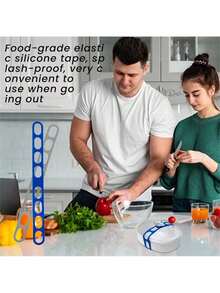 1/2/3pcs Silicone Adjustable Fixing Strap, Elastic Silicone Universal Cover Fixing Strap, Leak-Proof, Suitable For Various Pots And Bowls With Covers - Multicolor - View 4