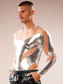 FeverCity Men's Sexy Hollow-Out Design Long Sleeve Jumpsuit - Multicolor - View 4