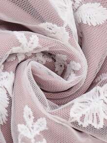 Lacomfia 2pcs/Set Kemeja Lengan Panjang Jala Bordir Kasual Ukuran Besar dan Celana Panjang Kaki Lebar Pinggang Elastis Polos, Musim Semi/Panas - MultiWarna - View 7