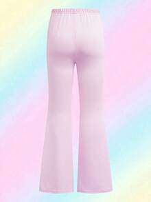 THE POWERPUFF GIRLS X SHEIN Tween Girl Bow Decor Leggings - Pink - View 2