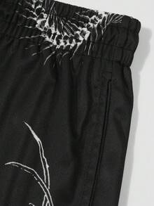 ROMWE MEN Goth Men's Centipede Print Drawstring Waist Casual Double-Layer Shorts - Multicolor - View 4