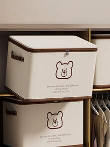Bear Print Storage Box Foldable Design Dust Proof Moisture Resistant Extra Large Capacity Home Closet Organization Clothes Quilt Blanket Holder Seasonal Storage Space Saver Portable - Multicolor - View 7