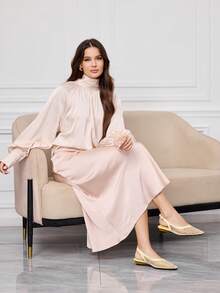 Sleekvia Women Shoes Spring And Summer New Mesh Rhinestone Decoration Pointed Toe Low Heel Back Buckle Design Apricot Women's Sandals Elegant Fashion Commuter Date Wear - Apricot - View 2
