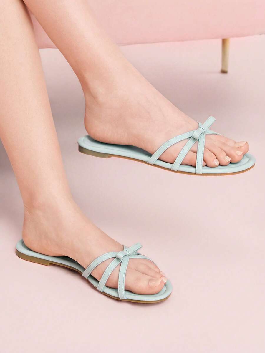 CUCCOO DOLLMOD Sandalias cómodas de color púrpura para damas, sandalias con lazo de estilo dulce - Morado - Ver 1