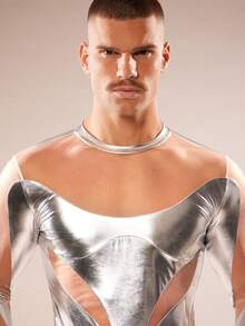 FeverCity Men's Sexy Hollow-Out Design Long Sleeve Jumpsuit - Multicolor - View 6