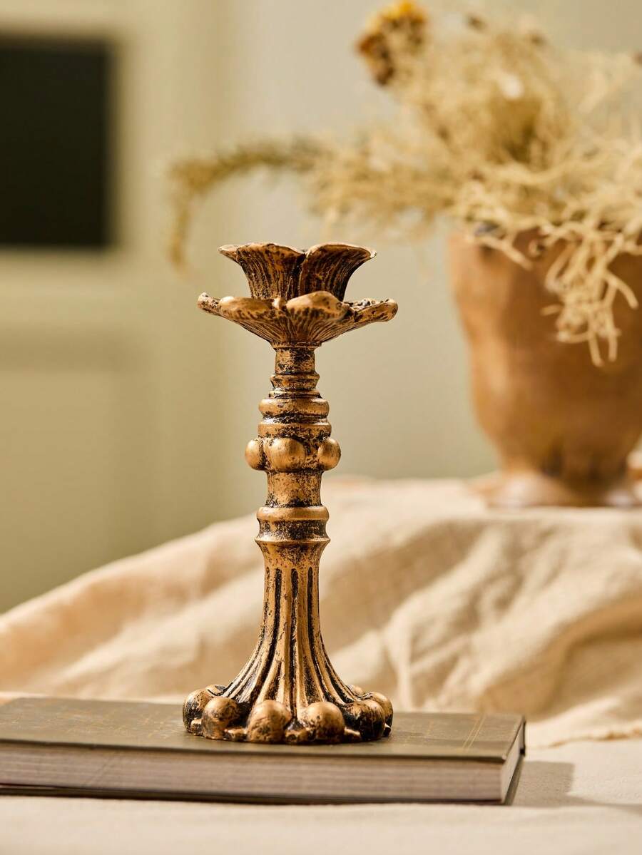 Cirelle 1PC Bar Restaurant Living Room Dining Table Decoration Ornament Atmosphere Photo Prop Candle Holder Base Vintage Candelabra Suitable For Bar, Restaurant, Living Room, Dining Table, Holiday Party, Wedding, Vintage Home Decor, Photography Background And Other Scenes - Multicolor - View 1