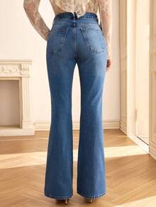 CLARA VERO Pantalon Évasé En Denim Bleu Classique Pour Femme - Jean bleu - Voir 7
