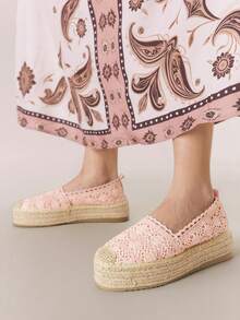 Giày sandal đế xuồng dệt dây Styleloop dành cho nữ, phong cách Bohemian, kiểu dáng cổ điển, thích hợp cho các lễ hội âm nhạc miền Tây nước Mỹ, tiệc tùng hoặc Giáng sinh. - Hồng - Xem 2