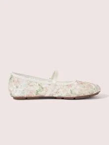 CUCCOO DOLLMOD Women's Shoes Fashion Round Toe Flower Embroidery Word With Mary Jane Flats Cute And Sweet Spring Shoes - Embroidery white - View 9