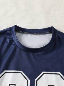Fantacosmos Jungen Lässig Sport Grafik Muster Dehnbar Strick Rundhals Kurzarm T-Shirt und Shorts Set, geeignet für Pendeln, Schule, Alltag Lässig, Sport, Fitness, Outdoor Aktivitäten, Frühling/Sommer - Königsblau - Übersicht 4