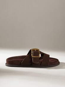 Solecia Women's Fashion Brown Comfortable Flat Beach Sandals - Rust Brown - View 1