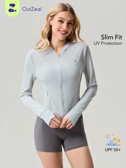 OutZeal 女士防晒夹克 日常休闲防紫外线修身拉链户外上衣