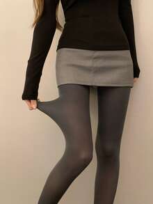 DAZY Women's Solid Color Casual Basic Leggings, Korean Style Office Gray Summer School - Grey - View 3