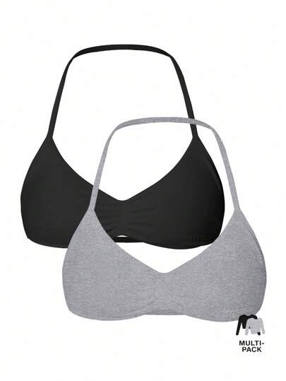 Musera Sport Sport Ruched Halterneck Sports Bra Mixed Colour 3 Multipack Set Casual Active Workout Gym Back To School