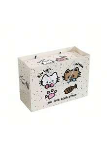 IDEAL 1 MEDIUM STURDY MAGNETIC CLOSURE FLIP LID MILK WHITE EXQUISITE CARTOON DOG GIFT BOX FOR BIRTHDAY PARTY PRESENT WRAPPING DECORATION - kitten - View 4